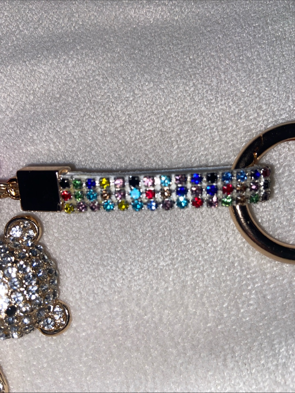 NWT keychain/Bag charm Crystal Teddy Bear&balloons charm w/Colorful Bead Charm - Picture 5 of 8